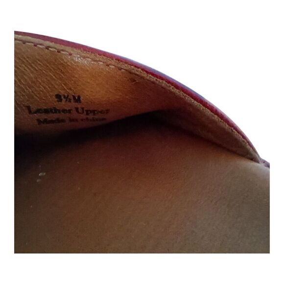 L'Amour Des Pieds Cheyne Slide Wedge Sandal Shoe Red Leather Gold Women's 8.5 M - Picture 9 of 10